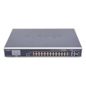 Switch Administrable L3 / 24 Puertos Gigabit PoE 802.3bt / 2 Puertos 10G SFP+ / Pantalla Táctil LCD / Fuente Redundante / 600W