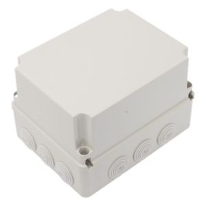 Caja de Derivación IP / 12 Glándulas Recortables / IP55 / Rango Térmico -40 a 120 °C / 190 x 240 x 165 mm (7.5 x 9.4 x 6.5 in) / Protección EMI y Antiestática