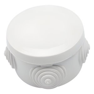 Caja de Derivación Circular / 4 Glándulas de Goma Ajustables / IP55 / -40 a 120°C / 70 mm Diámetro x 48 mm Alto