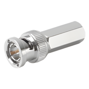 Conector BNC Macho / Ensamble Roscable / RG-59/U / 75 Ohm / 14 mm x 37.6 mm / Níquel-Oro-Delrin
