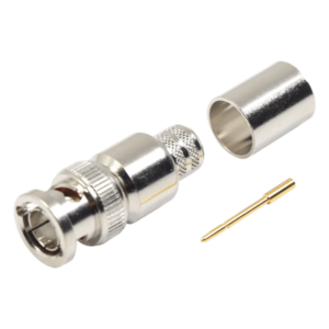 Conector BNC Macho / 75 Ohm / Anillo Plegable / Cable RG-11/U y 8238 / Níquel y Oro / Teflón