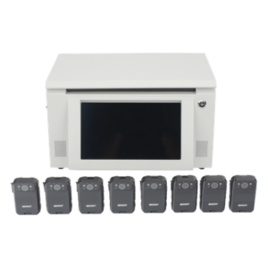 Kit Estación de Descarga para Bodycam / 8 Unidades / Pantalla Táctil 12 Pulgadas / Almacenamiento 36 TB / Ethernet FTP / 4G / 4K UHD