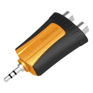 Adaptador de Audio / 3.5 mm Estéreo a 2 RCA Hembra / Carcasa de Plástico / Precableado