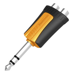 Adaptador de Audio Estéreo / Plug 1/4" (6.3 mm) a 2 x RCA Hembra / Carcasa Plástica / Precableado