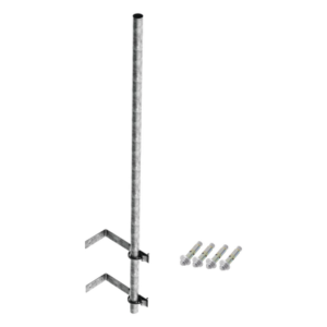Mástil de Montaje en Pared / Acero Galvanizado / 3 m (9.8 ft) de Altura / Diámetro 1-1/4' Ced. 30 / Herrajes Tipo L y Abrazaderas Tipo U