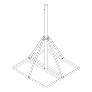 Base No Penetrante para Techo / Mástil 1.5 m (4.9 ft) / Armazón 0.9 x 0.9 m (3 x 3 ft) / Acero Galvanizado en Caliente / Instalación sin Perforación