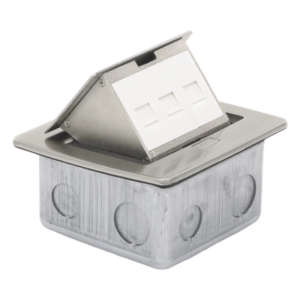 Mini Caja de Piso Rectangular / 12.4 x 12 x 7.2 cm / Acero Inoxidable 304 / 3 Puertos Keystone / 0.828 kg