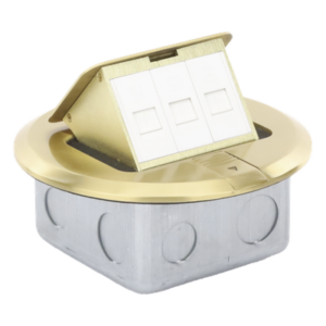 Mini Caja de Piso Redonda / Bronce / 3 Puertos / 0.829 kg / Voz y Datos / Keystone