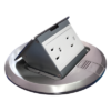 Mini Caja de Piso Redonda / Acero Inoxidable / 2 Contactos / 15 A ANCE / 150x150x70 mm / 0.92 lb / 5.9x5.9x2.8 pulg