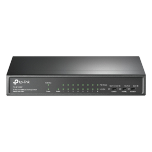 Switch PoE+ No Administrable / 9 Puertos 10/100 Mbps / 8 Puertos PoE 802.3af/at / 65W / Alcance 250 m (820 ft) / Sin Ventilador