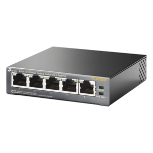 Switch PoE no administrable / 5 puertos Fast Ethernet / 4 puertos PoE 802.3af/at / Presupuesto 67 W / Alcance 250 m (820 pies) / Prioridad de video