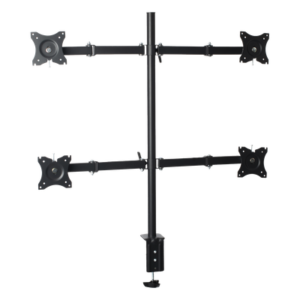 Soporte de Escritorio Articulado / 4 Monitores 13 a 27" / Carga 15 kg (33 lbs) por Pantalla / VESA 75x75 y 100x100 / Acero / Giro ±30°