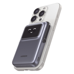 Power Bank Inalámbrico / 10000 mAh / Carga Inalámbrica 7.5W / USB-C 20W / Pantalla TFT con Emojis / Soporte Plegable / Succión Magnética 10N