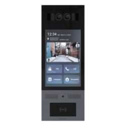 Frente de Calle IP / IK10 / IP66 / LCD 8 Pulgadas / Reconocimiento Facial / QR y PIN / 3 Puertas / Bluetooth / NFC / SIP / ONVIF