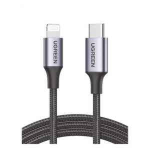 Cable USB-C a Lightning / 1 Metro (3.28 Pies) / Certificado MFi / Carga Rápida 60W / 480 Mbps / Nylon Trenzado / Aluminio