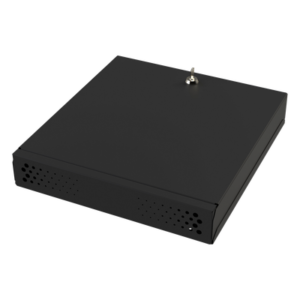 Gabinete Metálico para DVR/NVR / Acero Calibre 20 / Tapa Superior Desmontable / Doble Ventanilla Frontal / Chapa de Seguridad con Llave / Fijación Escritorio o Pared