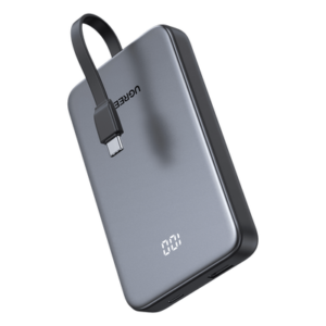 Power Bank / 10000 mAh / 37 Wh / Salida USB-C PD 20W / Salida USB-A SCP 22.5W / Cable USB-C Integrado / Indicador Digital LED