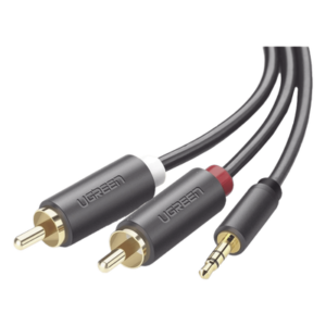 Cable de Audio 3.5mm a 2 RCA Macho / 5 Metros (16.40 Pies) / Blindaje Múltiple / Conectores Oro 24K / TPE Ecológico / ABS