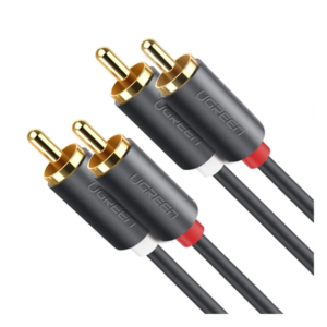 Cable de Audio 2 RCA Macho a 2 RCA Macho / 3 Metros (9.84 Pies) / Cobre Sin Oxígeno / Conectores Chapados en Oro 24K / Doble Blindaje / Color Negro