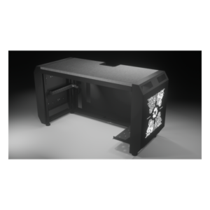 Consola Profesional para Monitoreo y Cómputo / Acero Laminado y Madera / Ranura para Base de Monitores / Tomacorriente 15A / Iluminación LED / 1.64 ft (0.5 m) de Profundidad