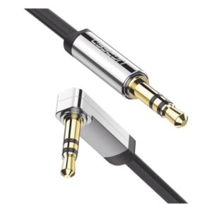 Cable Auxiliar Plano / 2 m (6.6 ft) / Conector 3.5 mm Macho-Macho / Ángulo 90° a Recto / Audio Estéreo Hi-Fi