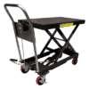 Mesa Elevadora Hidráulica / Capacidad 300 kg a 1 t / Elevación 100 cm (3.28 ft) / Ruedas de Poliuretano con Freno / Soporte de Tijera Doble / Pedal de Aproximación Rápida
