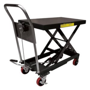 Mesa Elevadora Hidráulica / Capacidad 300 kg a 1 t / Elevación 100 cm (3.28 ft) / Ruedas de Poliuretano con Freno / Soporte de Tijera Doble / Pedal de Aproximación Rápida