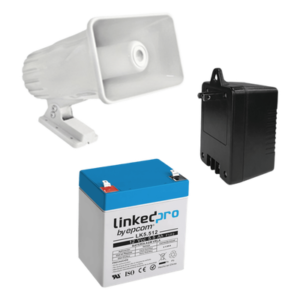 Kit de accesorios para sistema de seguridad / Batería 5.5 Ah / Transformador 16.5 VCA / Sirena 30W / Diseño compacto