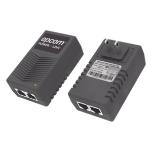 Inyector PoE de Pared / 24 Vcc / 1 A / 24 W / Protección OV, OC, SC, UV / -25°C a 65°C / Doble RJ45