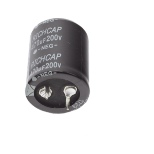 Capacitor de Aluminio / 470μF / 200V / ±20% / 1.45A RMS / 25mm Ø / 1000h @ 105°C