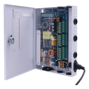 Fuente de Poder CCTV / 18 Canales / 20 A / 200 W / Voltaje Ajustable 11-15 VCC / Filtro de Ruido por Canal / Operación -20°C a 70°C