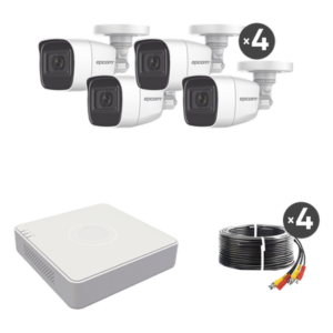 Kit de Videovigilancia TurboHD / DVR 4 Canales / 1080p Lite / 4 Cámaras Bala 2 MP / Audio por Coaxitron / IR 25 m (82 ft)