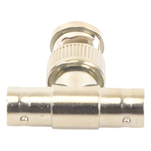 Adaptador Coaxial T / BNC Macho a 2x BNC Hembra / 75 Ohm / Contactos Oro / Aislante Teflón / CCTV Profesional