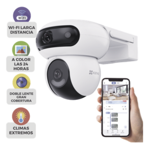 Cámara PT IP / Dual Lente 4MP+4MP / Rotación 360° / Visión Nocturna Color 40 m (131.2 ft) / Audio Bidireccional / IP65