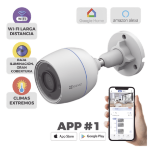 Cámara Bala IP / 2 Megapixel / Wi-Fi 2.4 GHz / Lente 4 mm 82° / IP67 / Micro SD 512 GB / Audio Integrado
