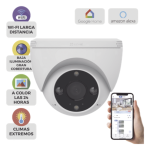 Cámara Domo IP / 3 Megapixel (2K) / Wi-Fi / Visión Nocturna Color 30 m (98.4 ft) / Detección Humana y Vehículo / IP67 / Audio Bidireccional / Ranura Micro SD 512 GB