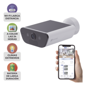 Cámara IP de Batería con Panel Solar / 4K Ultra HD / Wi-Fi 6 / Visión Nocturna Color 15 m (49.2 ft) / Detección Humana y Vehículos / IP65 / Audio Bidireccional