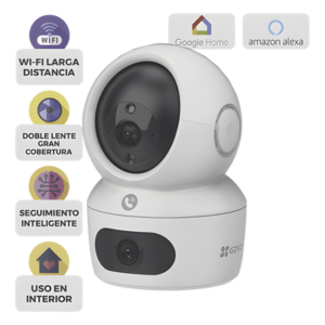 Cámara PT IP / Doble Lente 4 MP + 4 MP / Wi-Fi 6 / Audio Bidireccional / Visión Nocturna a Color 10 m (32.8 ft) / Detección Humana por IA / Uso en Interior