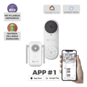 Videoportero Wi-Fi / 3 Megapixel / Ángulo 176° / Batería 5200 mAh / IP65 / Detección PIR 5 m (16.4 ft) / Audio Bidireccional