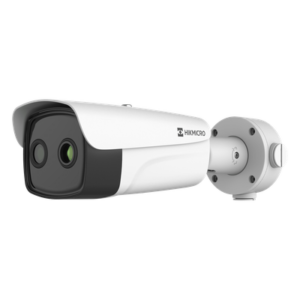 Cámara Bala IP Bi-espectral / Térmica 256×192 / Óptica 5 MP / IA Guanlan / Medición -20°C a 150°C / Detección 10 Puntos de Fuego / Iluminador Dual 30 m (98.4 ft) / PoE / IP67 / IK10