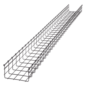Charola tipo malla / 105 mm peralte / 200 mm ancho / 3 m tramo / 334 cables Cat6 / Electro zinc
