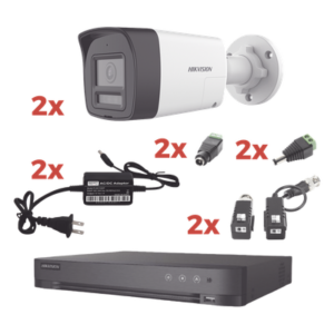 Kit de Videovigilancia TurboHD / DVR 4 Canales / 2 Cámaras Bala 2MP / Audio Bidireccional / Dual Light 30 m (98.4 ft) / IP67